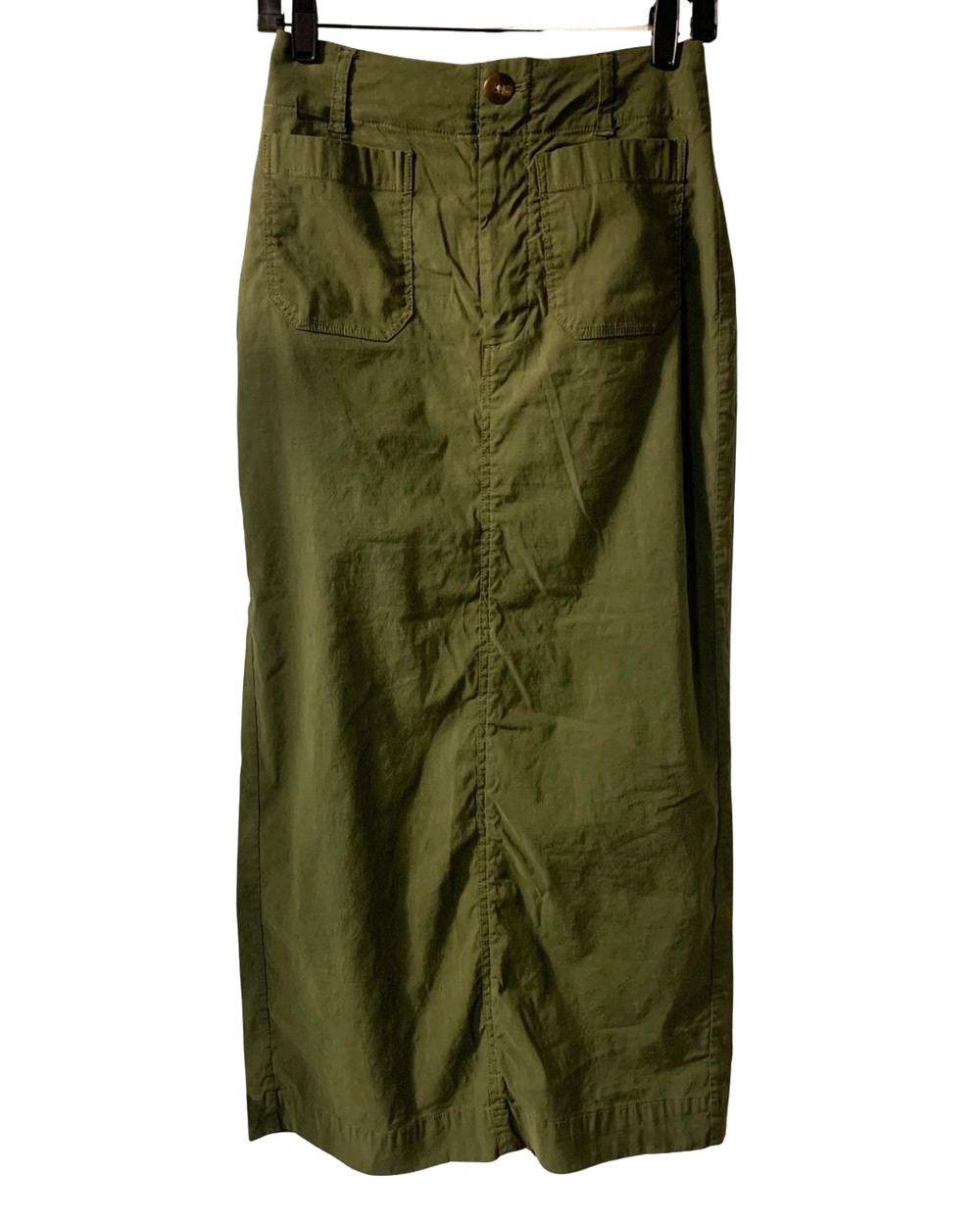Maeve Anthropologie Womens Colette Linen Blend Maxi Skirt Size S Green Utility